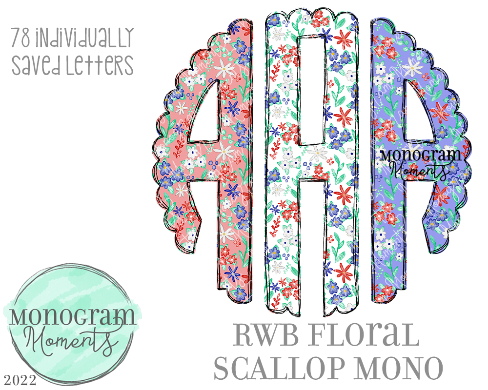 RWB Floral Scallop Mono