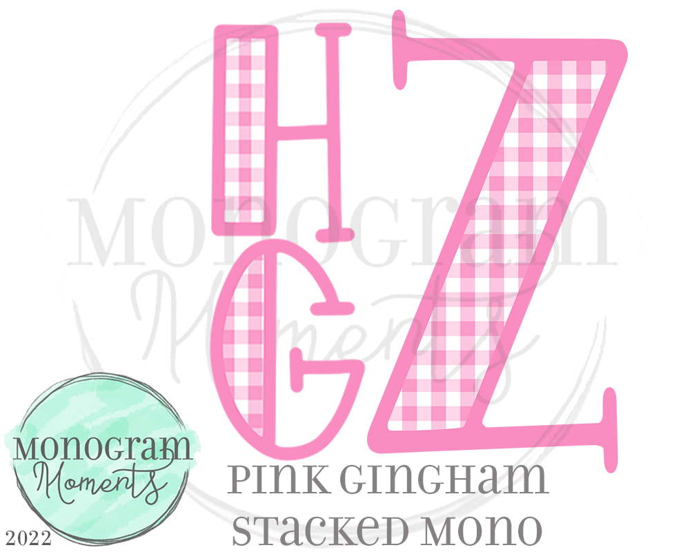 Pink Gingham Stacked Mono