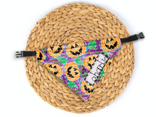 Load image into Gallery viewer, Purple Jack-O-Lantern Dog Bandana