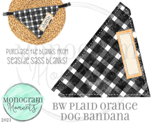 Load image into Gallery viewer, BW Plaid & Orange Dog Bandana