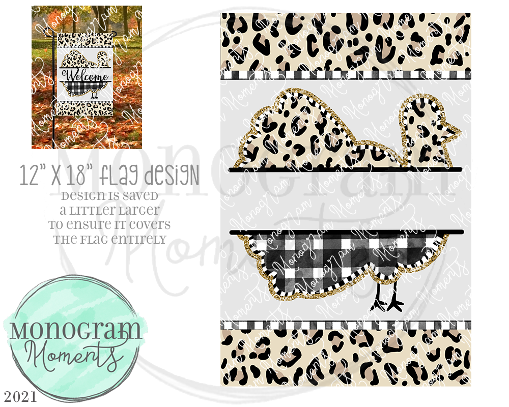 Funky Leopard Plaid Turkey Flag Design 12x18