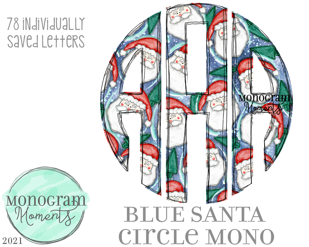 Blue Santa Circle Mono - Less Melanin Skin Tone