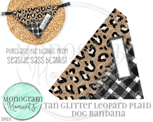Load image into Gallery viewer, Tan Glitter Leopard Plaid Dog Bandana