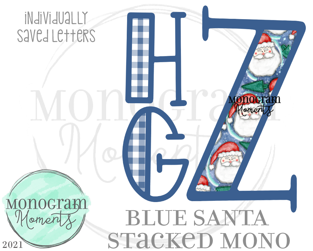 Blue Santa Stacked Mono - Less Melanin Skin Tone