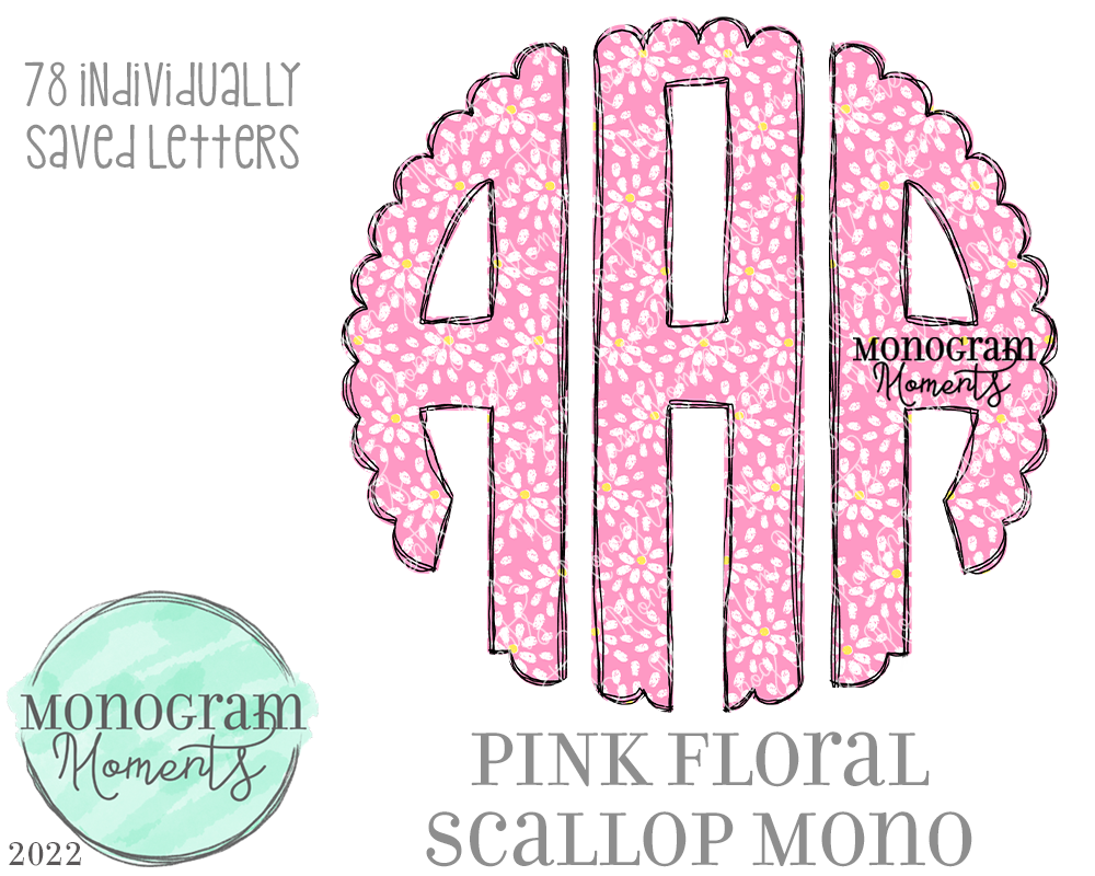 Pink Floral Scallop Mono