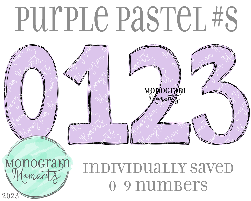 Purple Pastel Numbers
