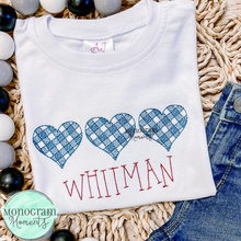 Load image into Gallery viewer, Gingham Hearts Trio - SKETCH EMBROIDERY