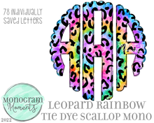 Load image into Gallery viewer, Leopard Rainbow Tie-Dye Scallop Mono