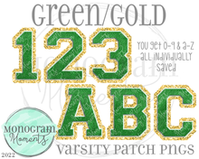 Load image into Gallery viewer, Green/Gold Varsity Patch Alpha