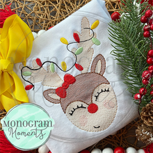 Load image into Gallery viewer, Girl's Reindeer & Lights - SKETCH EMBROIDERY