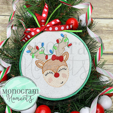 Load image into Gallery viewer, Girl's Reindeer & Lights - SKETCH EMBROIDERY
