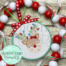 Load image into Gallery viewer, Girl's Reindeer & Lights - SKETCH EMBROIDERY