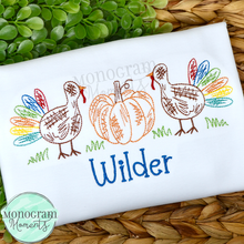 Load image into Gallery viewer, Scribble Turkey Pumpkin - SKETCH EMBROIDERY

