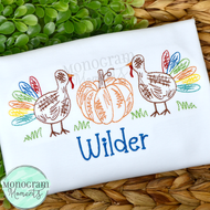Scribble Turkey Pumpkin - SKETCH EMBROIDERY