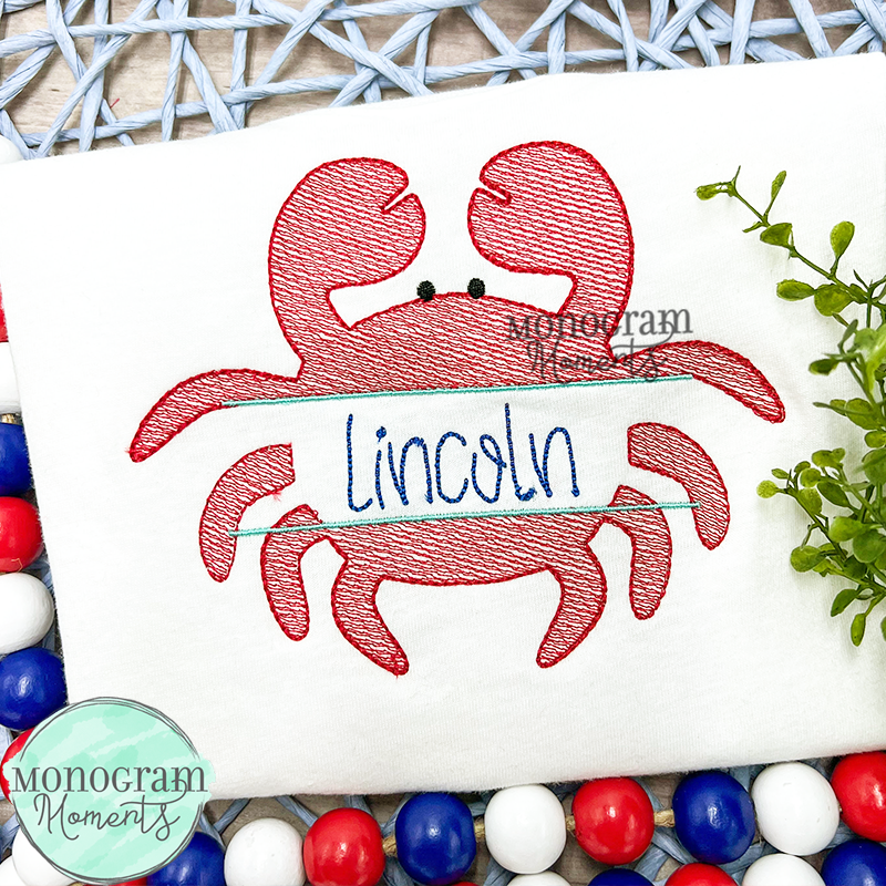 Crab Name Plate - SKETCH EMBROIDERY