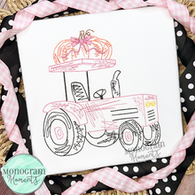 Load image into Gallery viewer, Girl&#39;s Scribble Tractor &amp; Pumpkin - SKETCH EMBROIDERY

