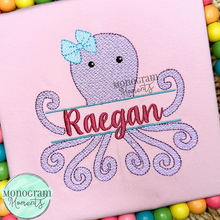 Load image into Gallery viewer, Girl&#39;s Octopus Name Plate - SKETCH EMBROIDERY
