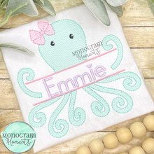 Load image into Gallery viewer, Girl&#39;s Octopus Name Plate - SKETCH EMBROIDERY
