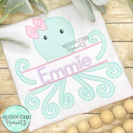 Girl's Octopus Name Plate - SKETCH EMBROIDERY
