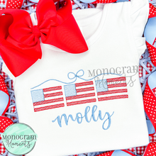 Load image into Gallery viewer, Girl&#39;s American Flags- SKETCH EMBROIDERY
