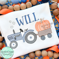 Vintage Tractor & Pumpkin - SKETCH EMBROIDERY