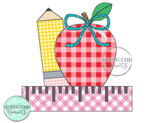 Load image into Gallery viewer, Girl&#39;s Pencil, Apple, &amp; Ruler- BEAN APPLIQUE
