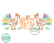 Load image into Gallery viewer, Scribble Turkey Pumpkin - SKETCH EMBROIDERY
