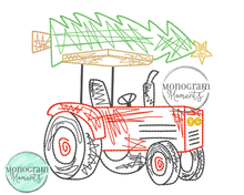 Load image into Gallery viewer, Scribble Tractor &amp; Christmas Tree - SKETCH EMBROIDERY
