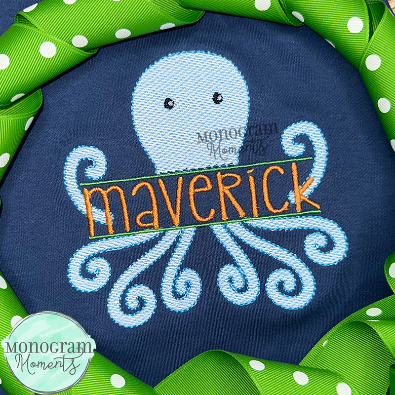 Octopus Monogram Octopus Name Plate - SKETCH EMBROIDERY – Monogram Moments