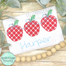 Load image into Gallery viewer, Girl&#39;s Gingham Apples - SKETCH EMBROIDERY

