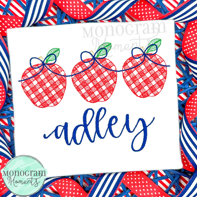 Girl's Gingham Apples - SKETCH EMBROIDERY