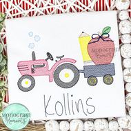 Girl's School Vintage Tractor - SKETCH EMBROIDERY