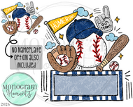 Fun Baseball - Nameplate - Navy/Gold