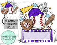 Fun Baseball - Nameplate - Purple/Gold