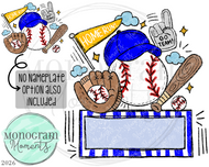 Fun Baseball - Nameplate - Royal Blue/Yellow