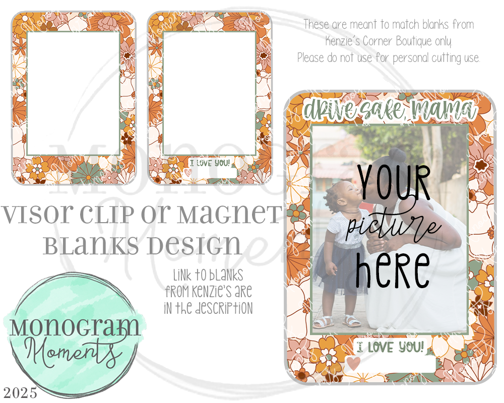 Boho Floral - Visor Clip/Magnet Blank Design