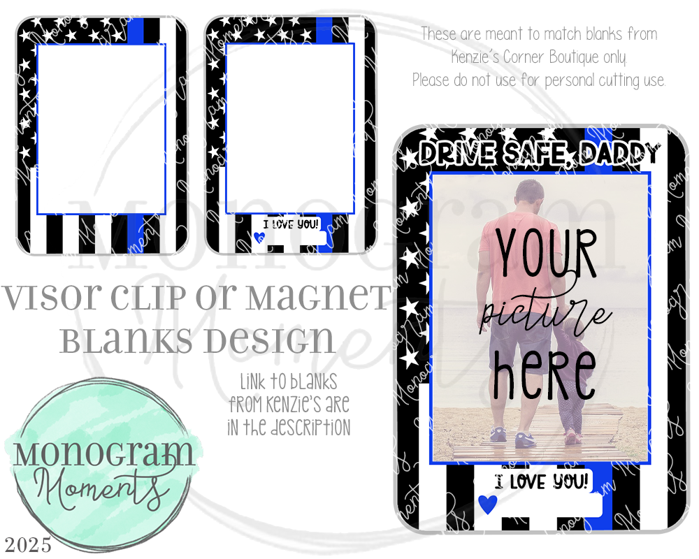 Policeman Stripe - Visor Clip/Magnet Blank Design