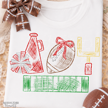 Load image into Gallery viewer, Girl's Red Football Scribble

