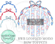 RWB Leopard Monogram Bow Toppers