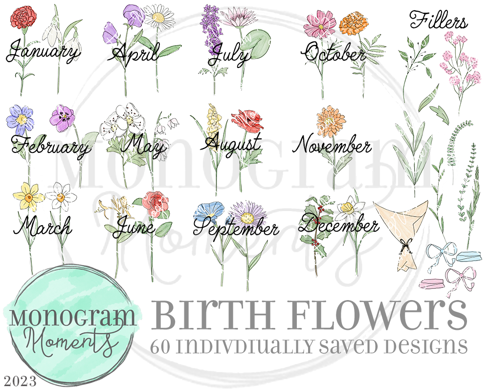 Birth Month Flowers Bundle – Monogram Moments