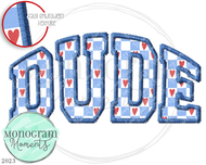Dude Valentine Patch-Blue Checker