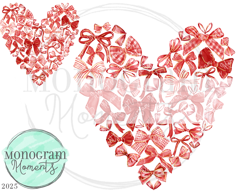 Red Glitter Bow Heart