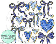 Heart Bow Collage -Blue