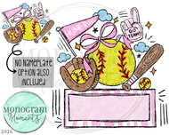 Fun Softball - Nameplate - Pink