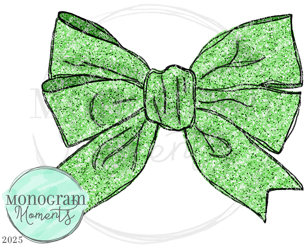 Glitter Bow-Lime Green