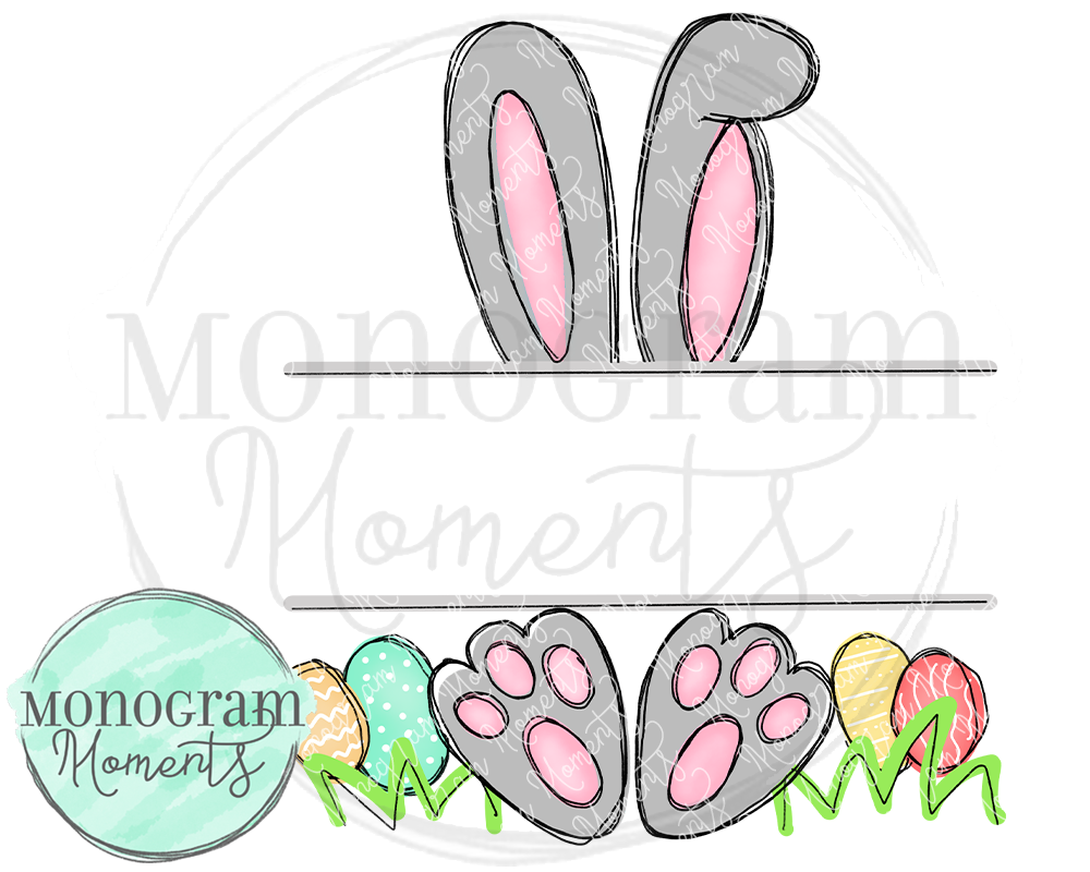 Outlined Grey Bunny Name Plate-Pink