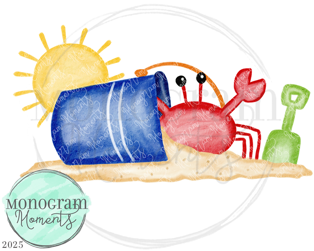 Crab & Beach Toys - Watercolor
