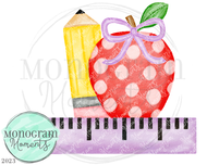 Girl's Pencil, Apple, & Ruler