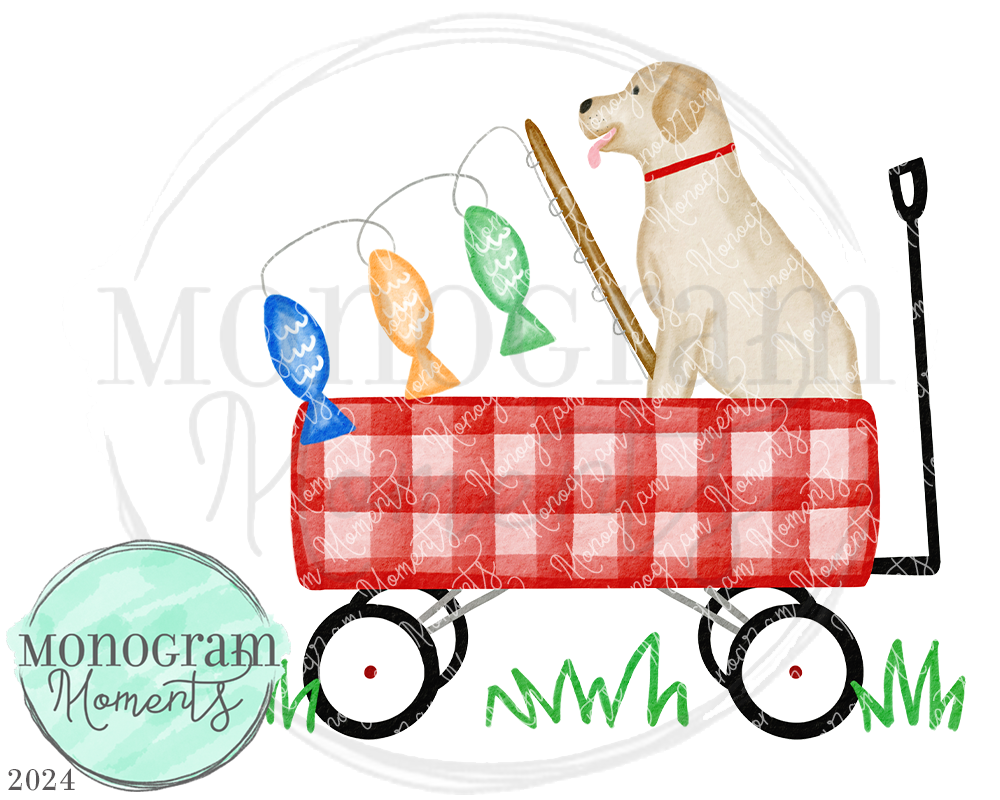 Dog Fishing in Wagon