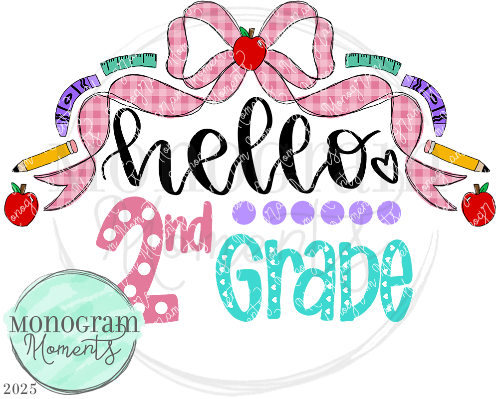 Hello 2nd Grade Bow